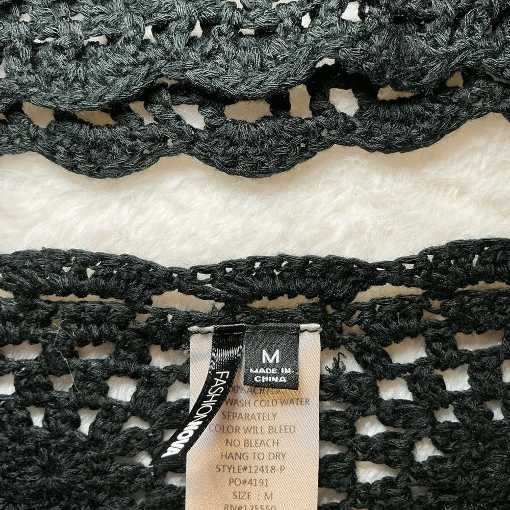 Black Crochet Top and shorts coverup Set - Picture 4 of 4